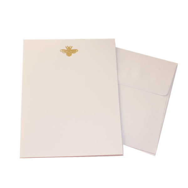 Gold Embossed Bee Stationery