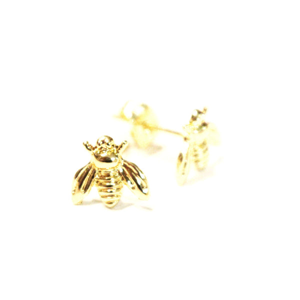 14K Gold Bee Stud Earrings