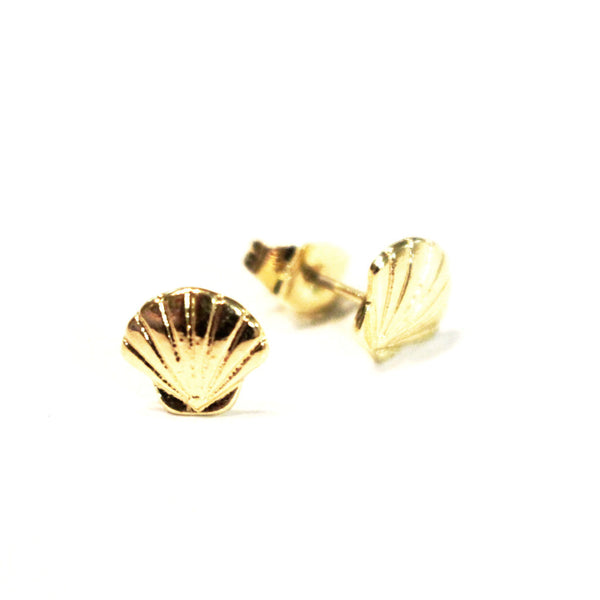 14K Gold Seashell Stud Earrings