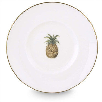 Pineapple White Bone China Plates with 24K Gold Trim