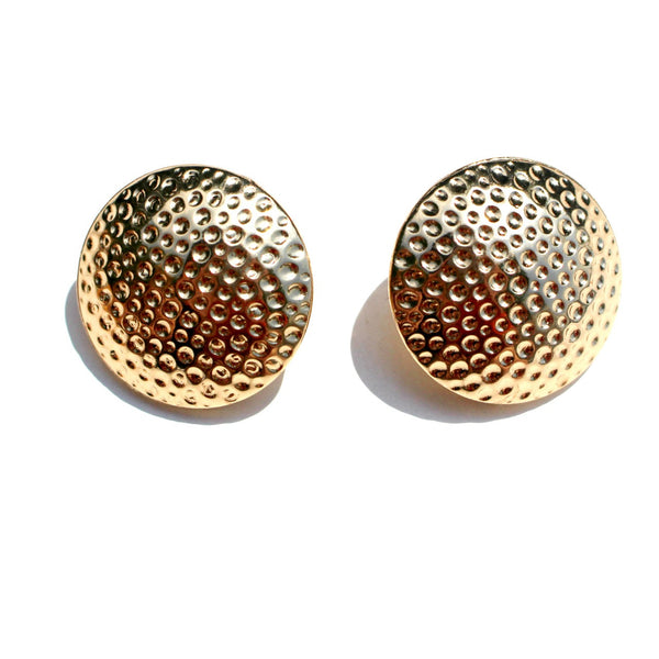 Large Hammered Gold Round Studs