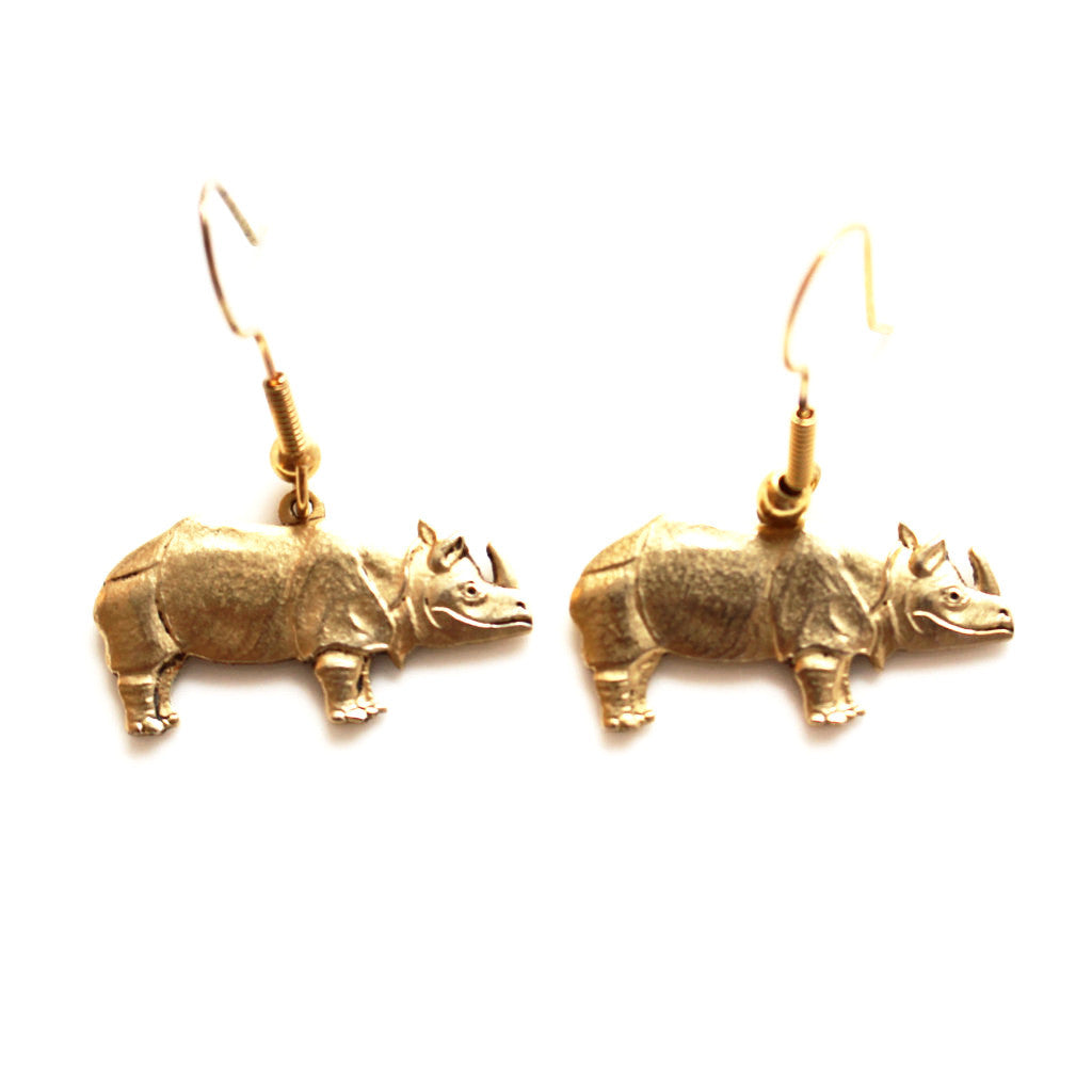 14K Gold Rhino Earrings