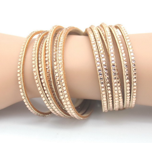 Rose Gold Crystal Six Layer Wrap Bracelet